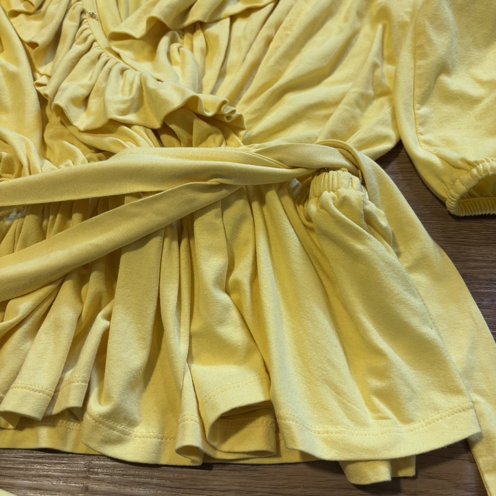 Lauren Ralph Lauren Yellow Ruffle Wrap Blouse - Picture 5 of 13